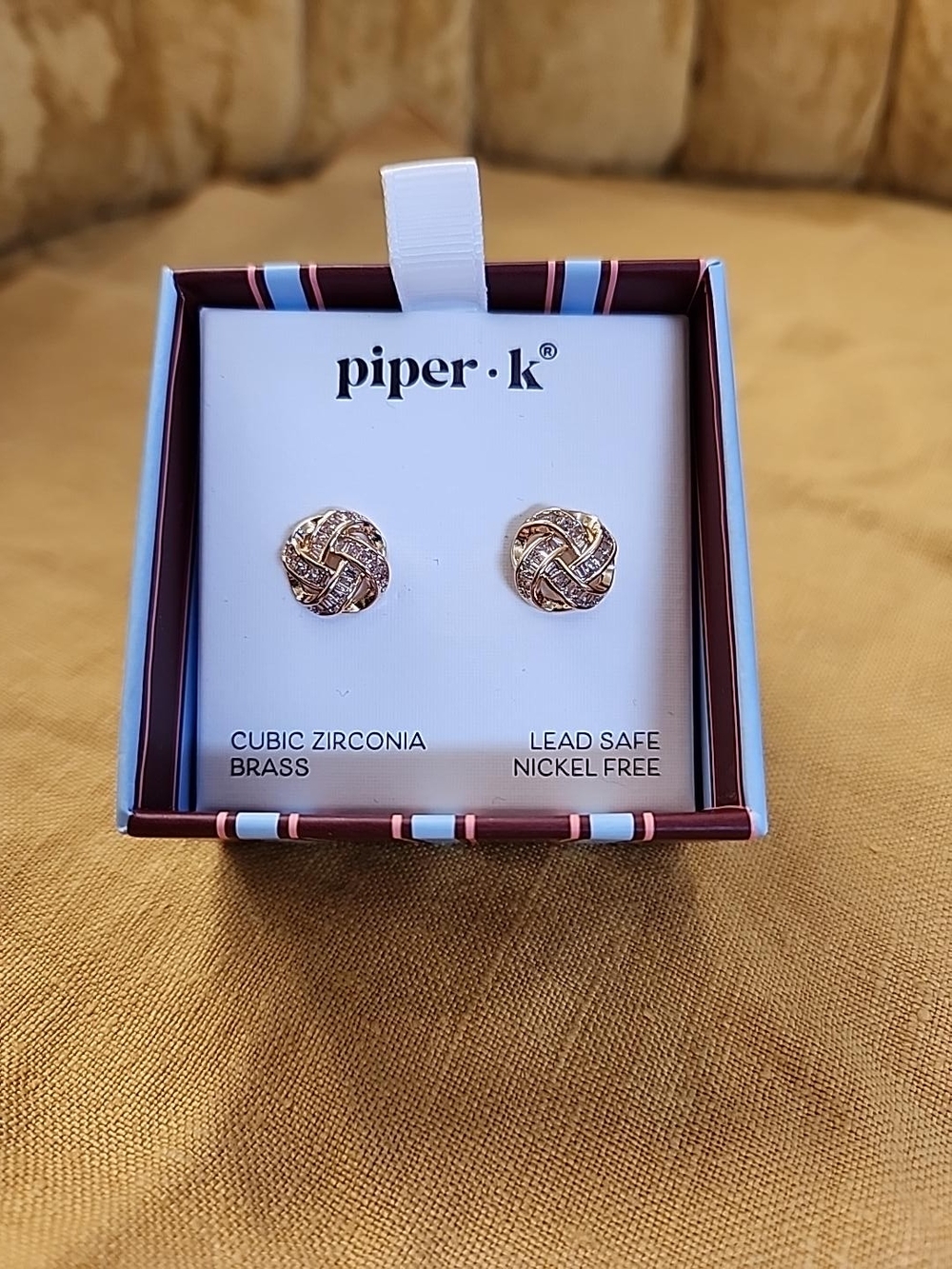 Piper Gold Twisted Knot Cubic Zirconia Studs